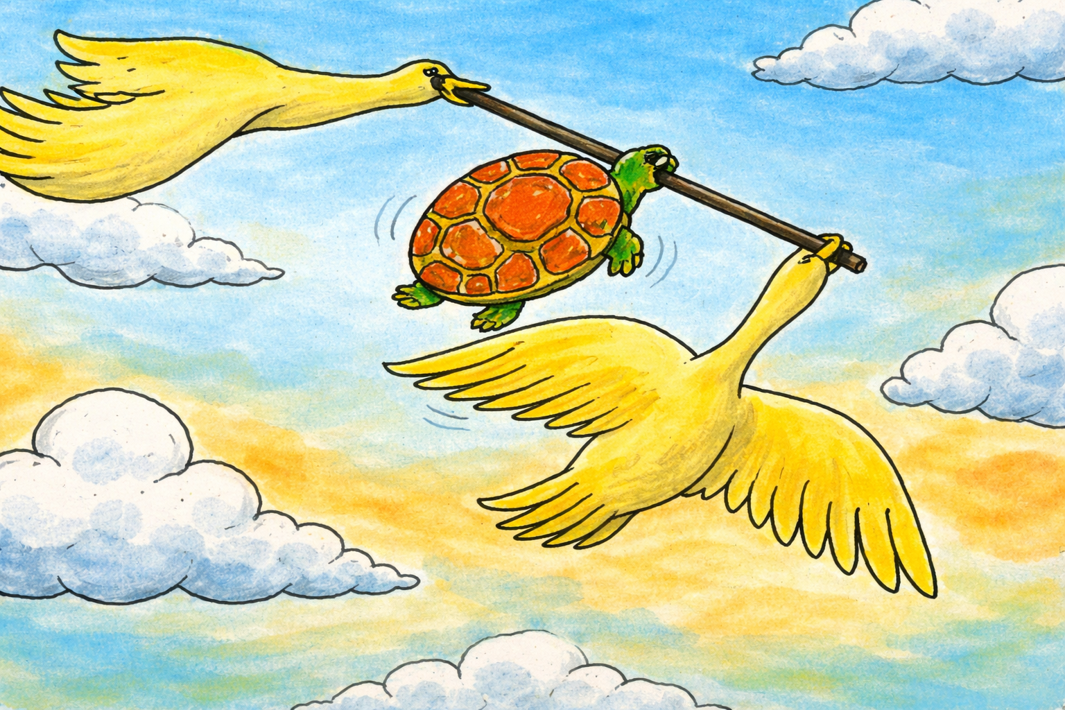 Kisah Kura-Kura yang Ingin Terbang